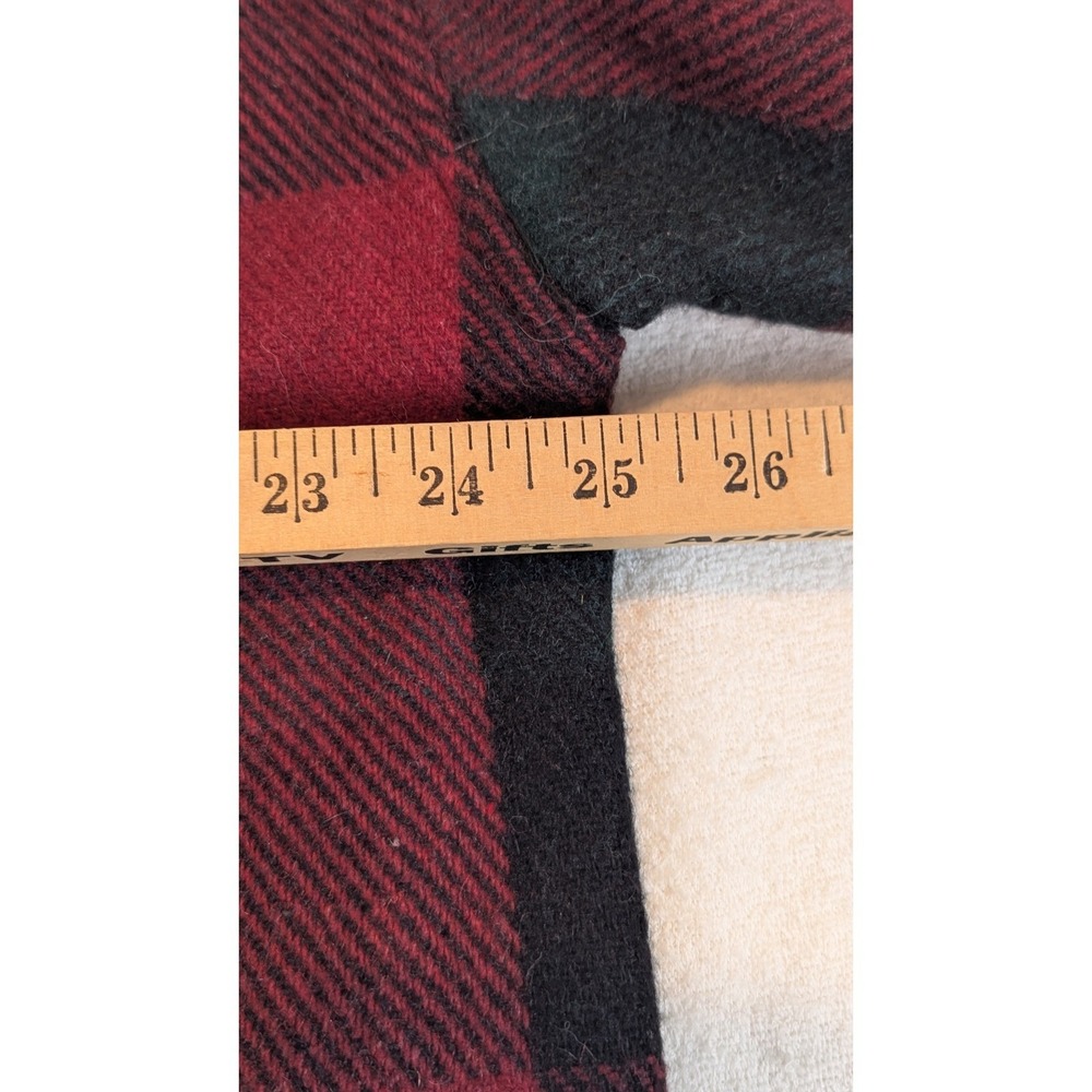 VTG 90's Plaid Wool Work Barn Jacket Red Black Weathervane Long Sleeve Coat L/XL - Picture 8 of 11